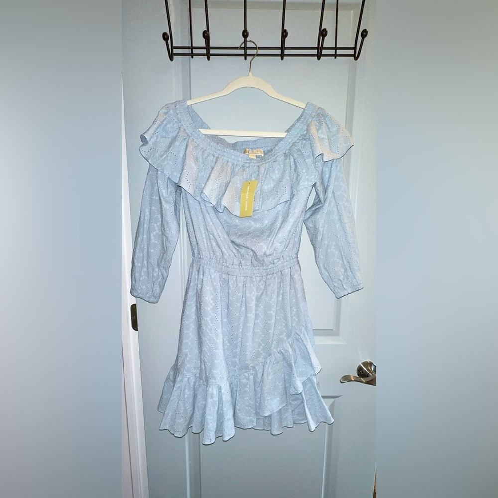Michael Kors Blue Off-the-Shoulder Sundress